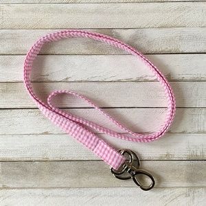 Pink Gingham Lanyard